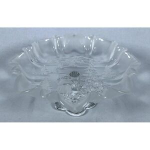 Vintage Mikasa Footed Christmas Holiday Dish Frosted Girl Decorating Tree 9-5/8"